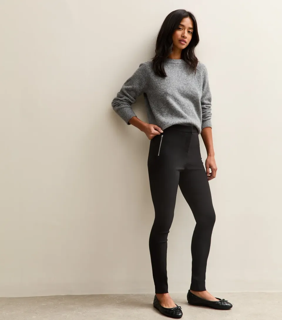 Women's Petite Black Slim Leg Trousers