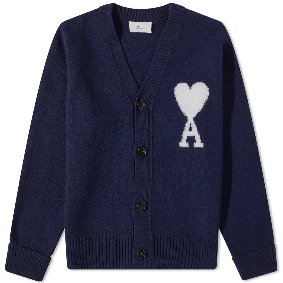 AMI Tonal Large A Heart Cardigan