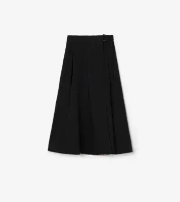 Wool Twill Midi Skirt in Black