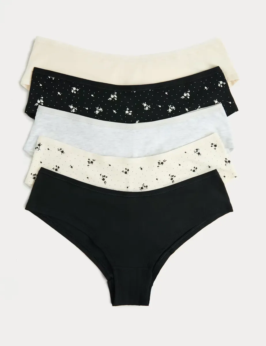 5 Pack Cotton Modal Hipster Knickers Black Mix