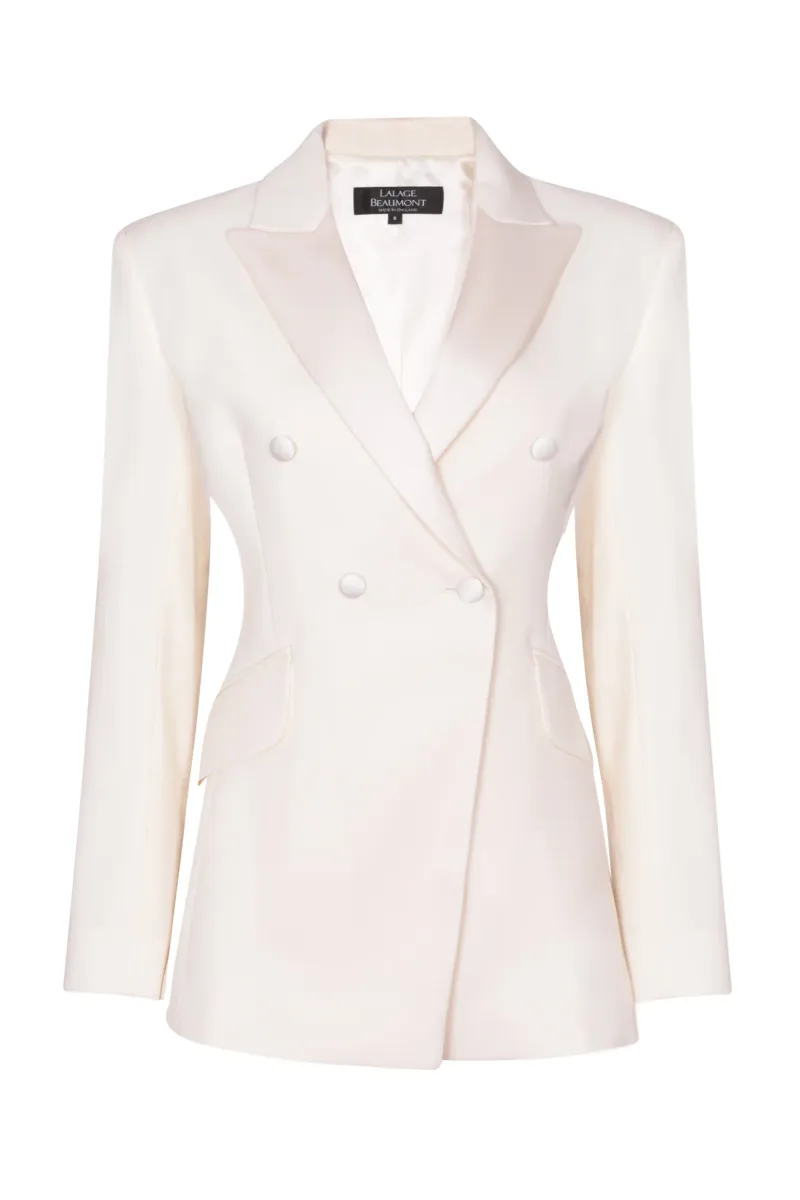 Cream Tuxedo Jacket with Silk Grosgrain Lapels - Imogen