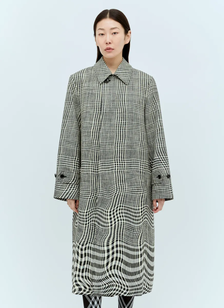 Long Warped Houndstooth Car Coat