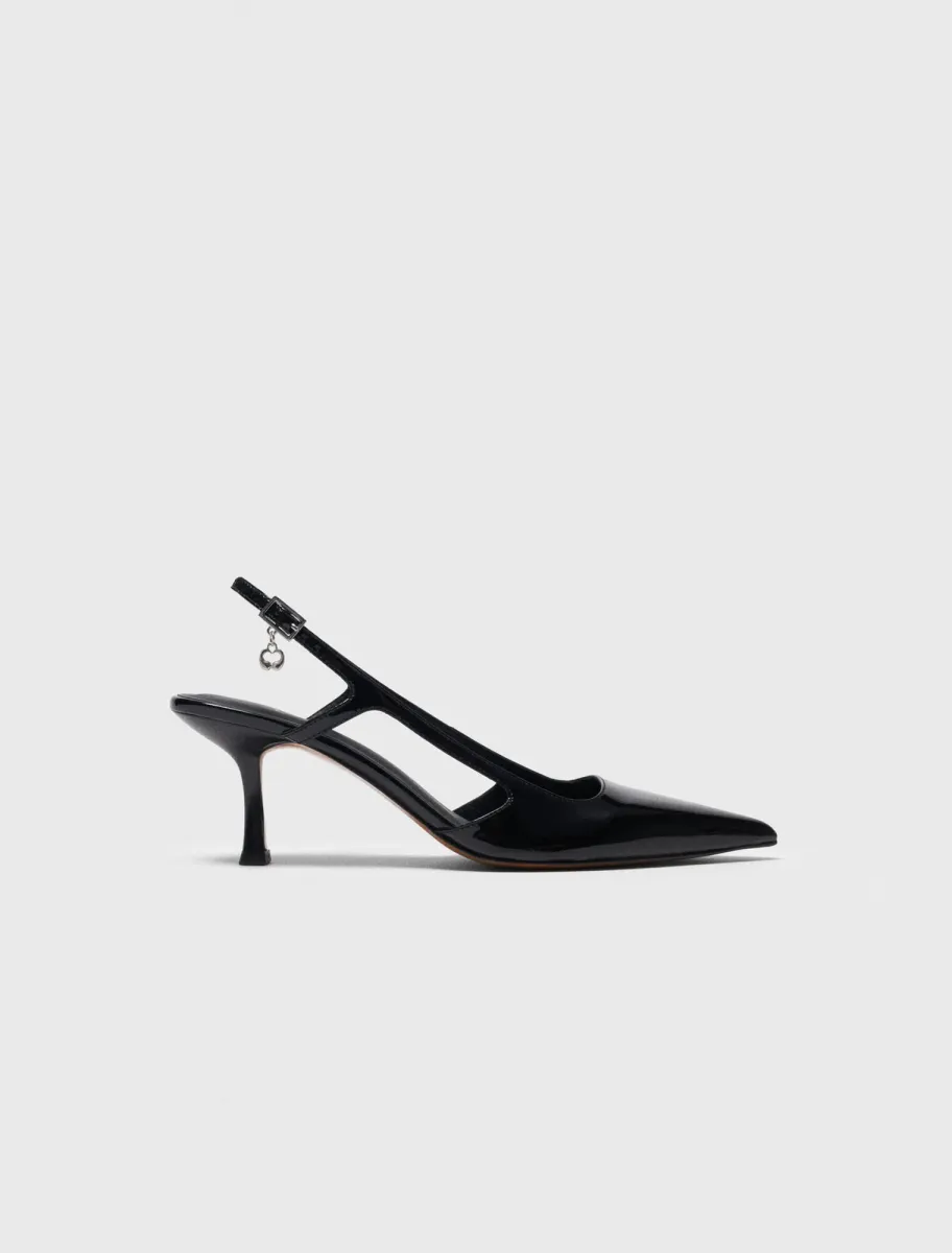 Patent leather slingback pumps