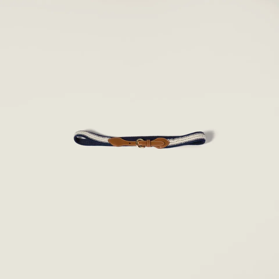 Leather and cotton crochet belt