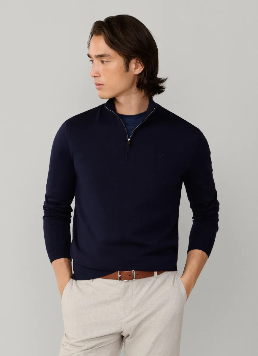 Cotton-Silk Quarter Zip Jumper