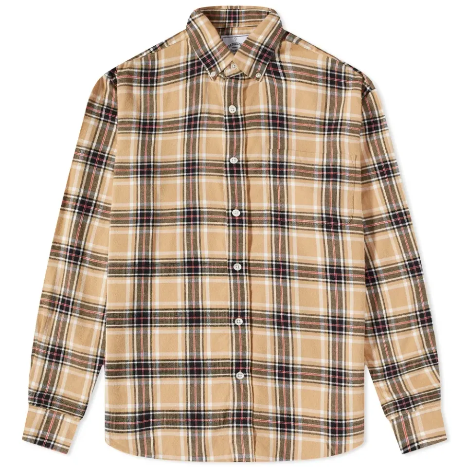 Camel Button Down Check Shirt