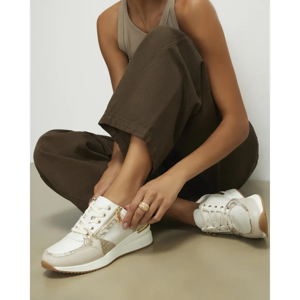 Snake Print Side Zip Wedge Trainers