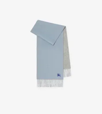 Reversible Cashmere Scarf in Bank/pale grey