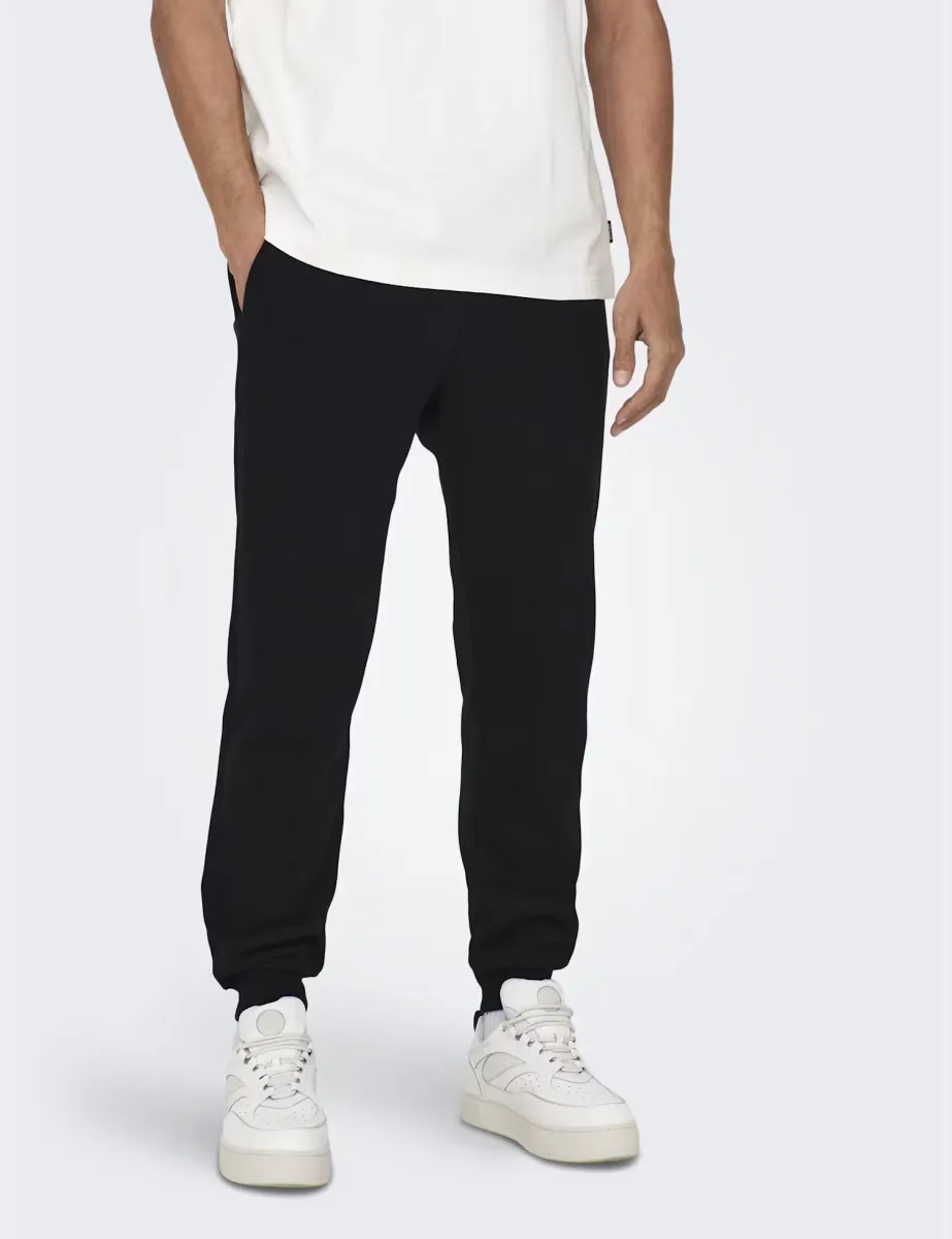 Regular Fit Elasticated Waist Cuffed Joggers Black