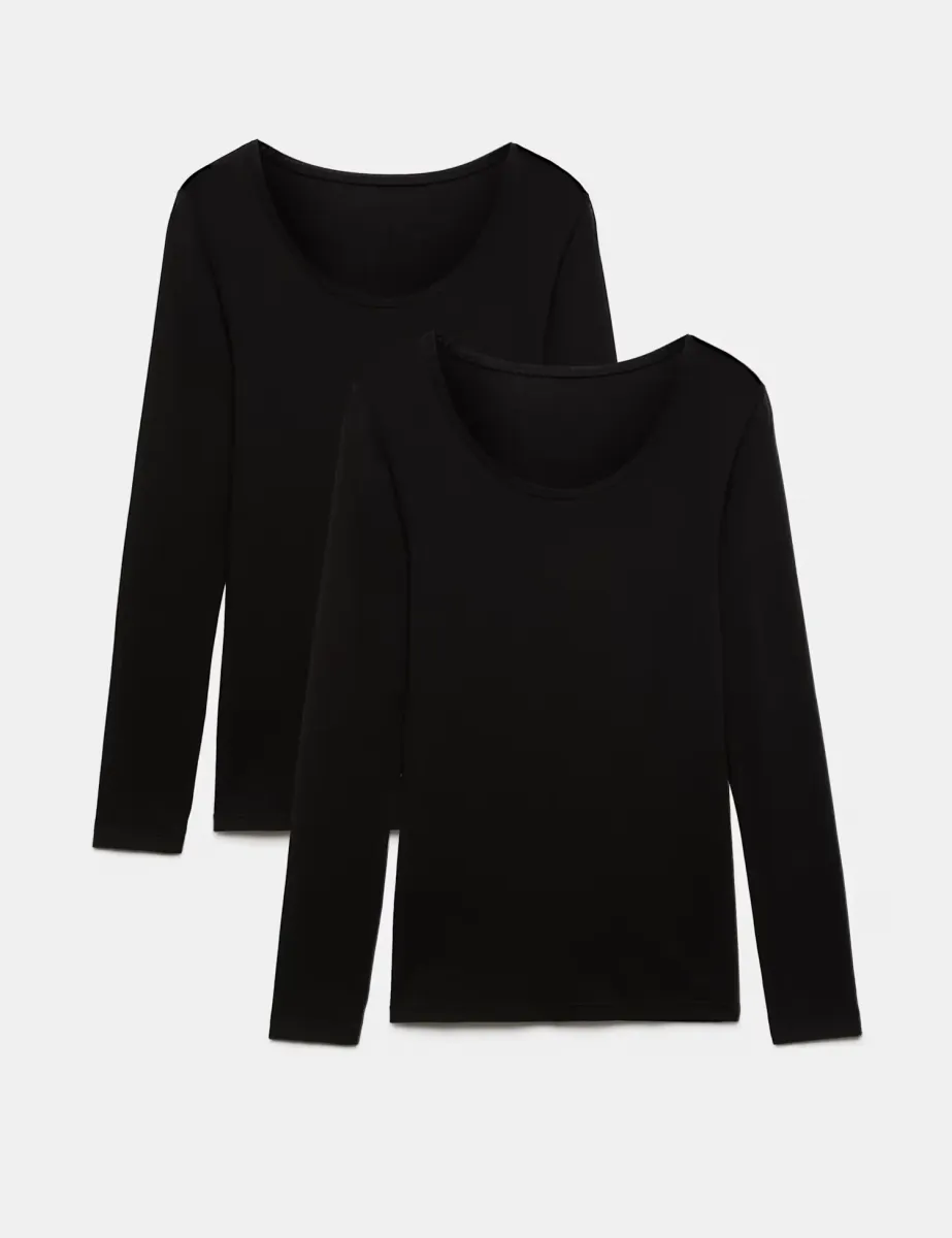 2 Pack Heatgen Thermal Long Sleeve Tops Black