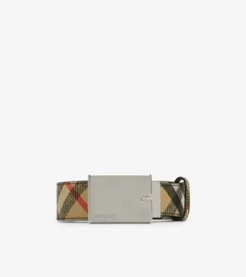 Reversible Check B Cut Belt in Sand beige/slate grey
