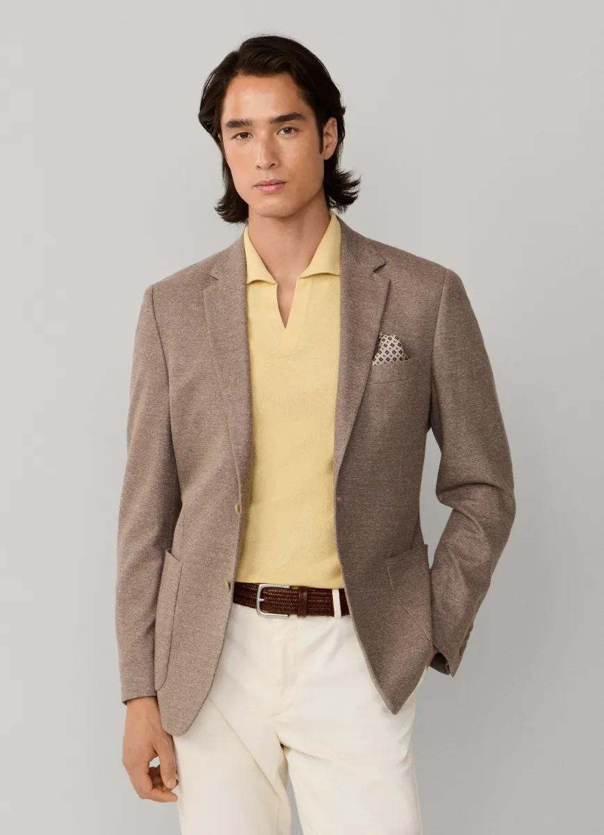 Cotton-Linen Textured Jersey Blazer