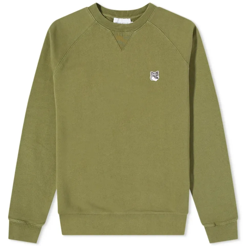 Maison Kitsuné Grey Fox Head Patch Classic Crew Sweat