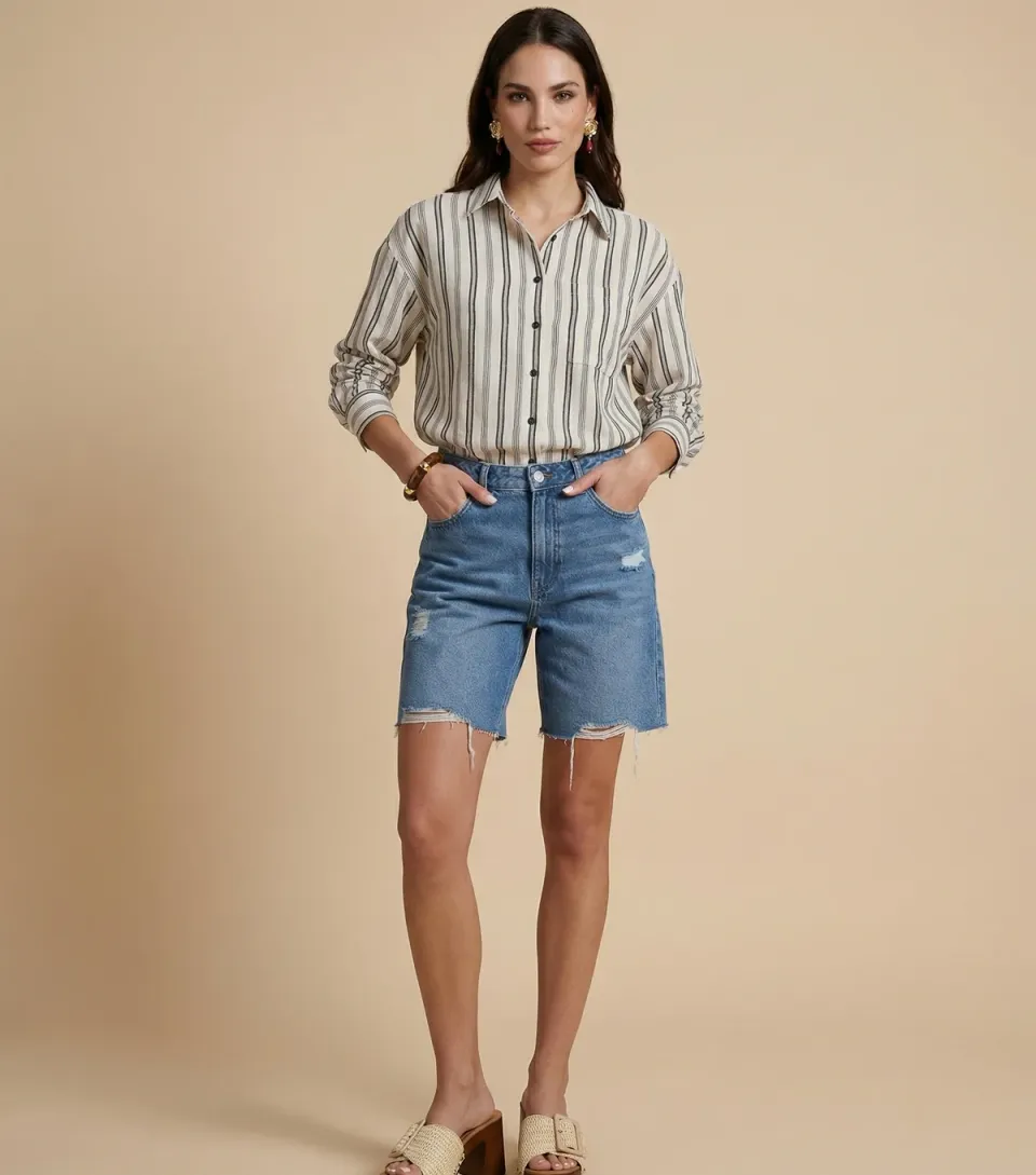 Women's Grey Striped Shirt