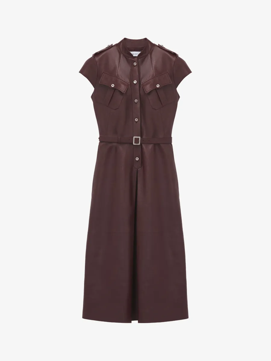 Leather Uniform Midi Dress