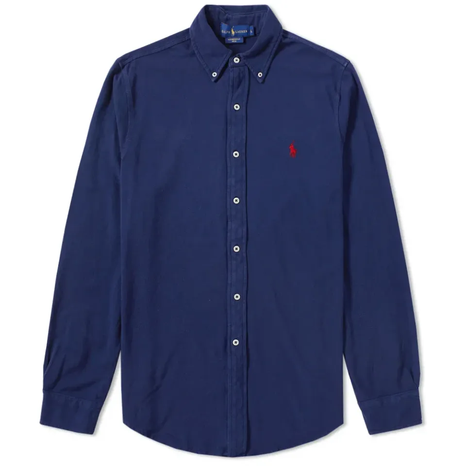 Slim Fit Button Down Pique Shirt