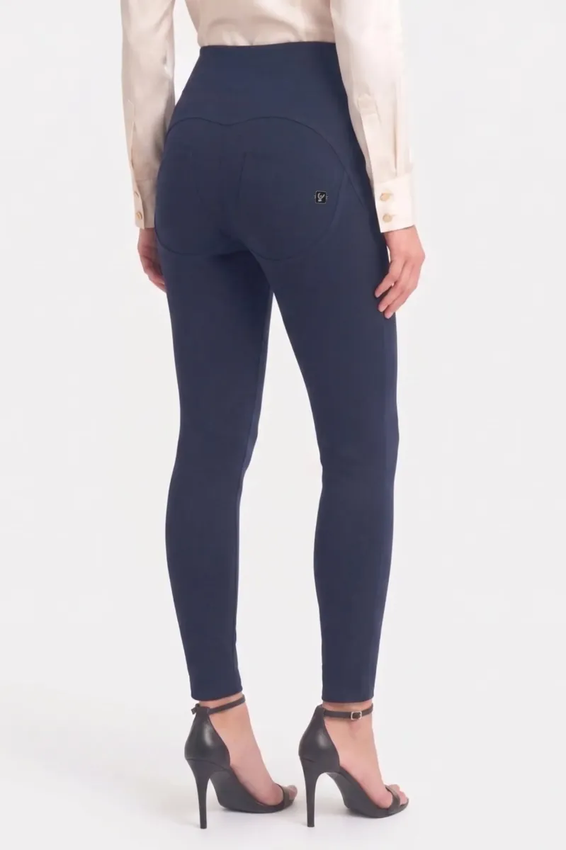 WRUP Military Button Detail Fashion - High Waisted - 7/8 Length - Deep Blue