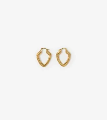 Small Shield Twisted Hoop Earrings​ in Gold