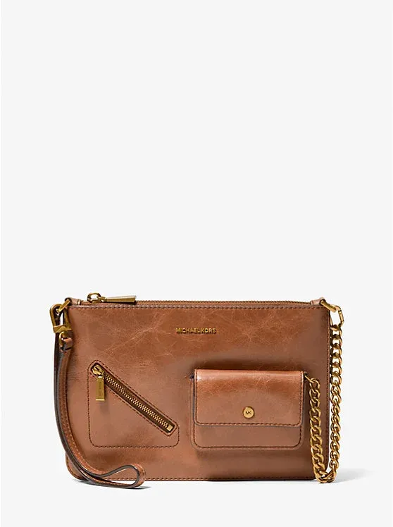 Jet Set Large Leather Convertible Zip Wristlet