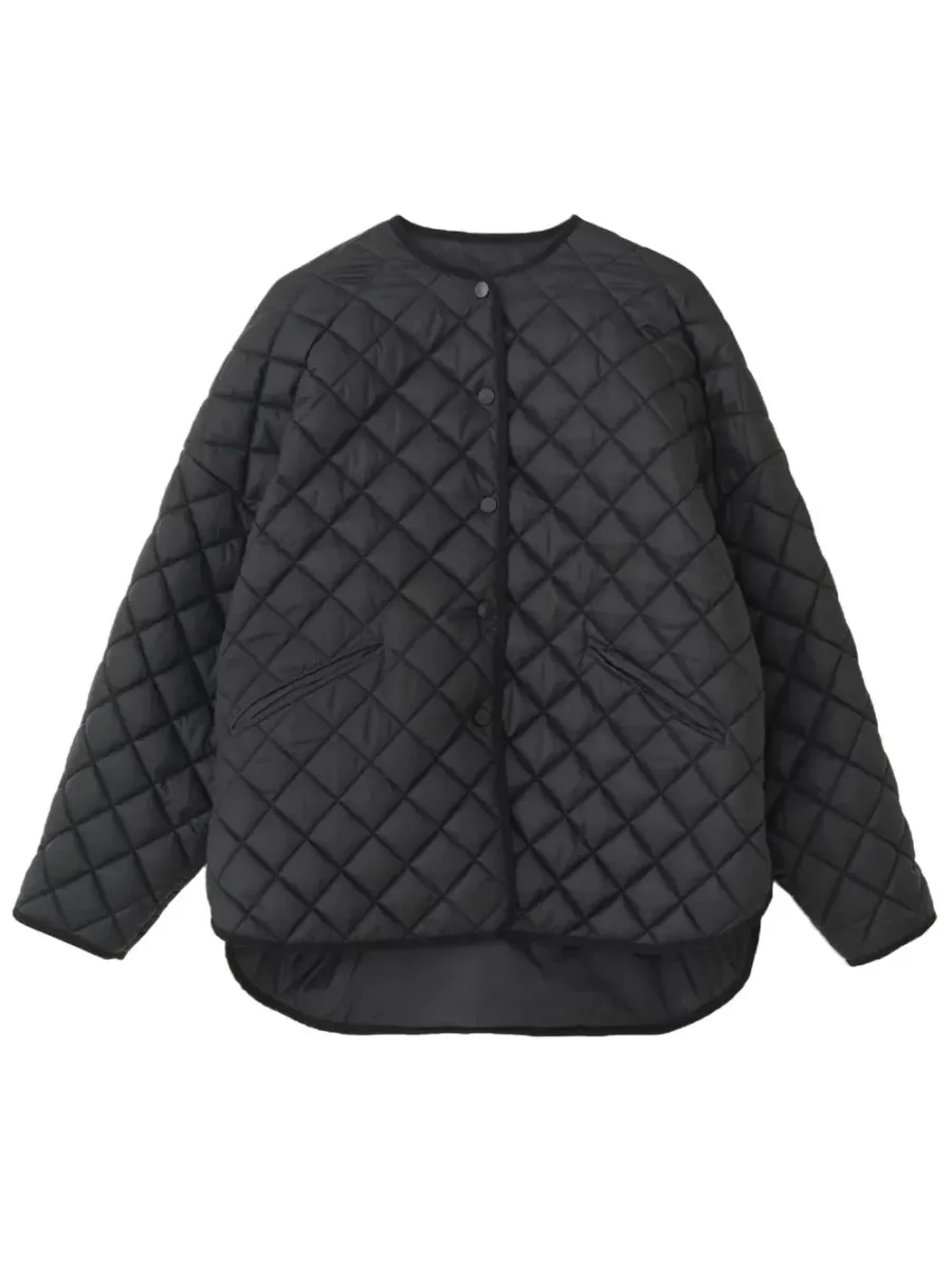 Drop-Shoulder Quilted Jacket Black