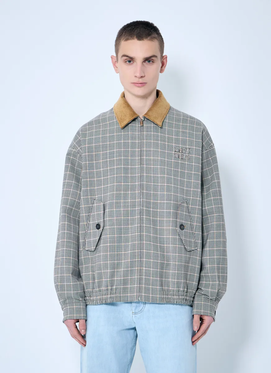Checked Double-Weave Blouson Jacket