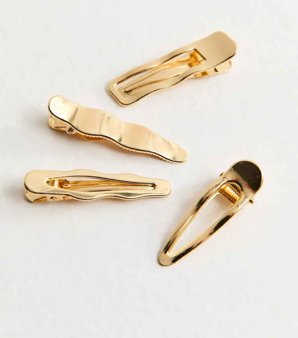 Pack of 4 Gold Abstract Hair Clips