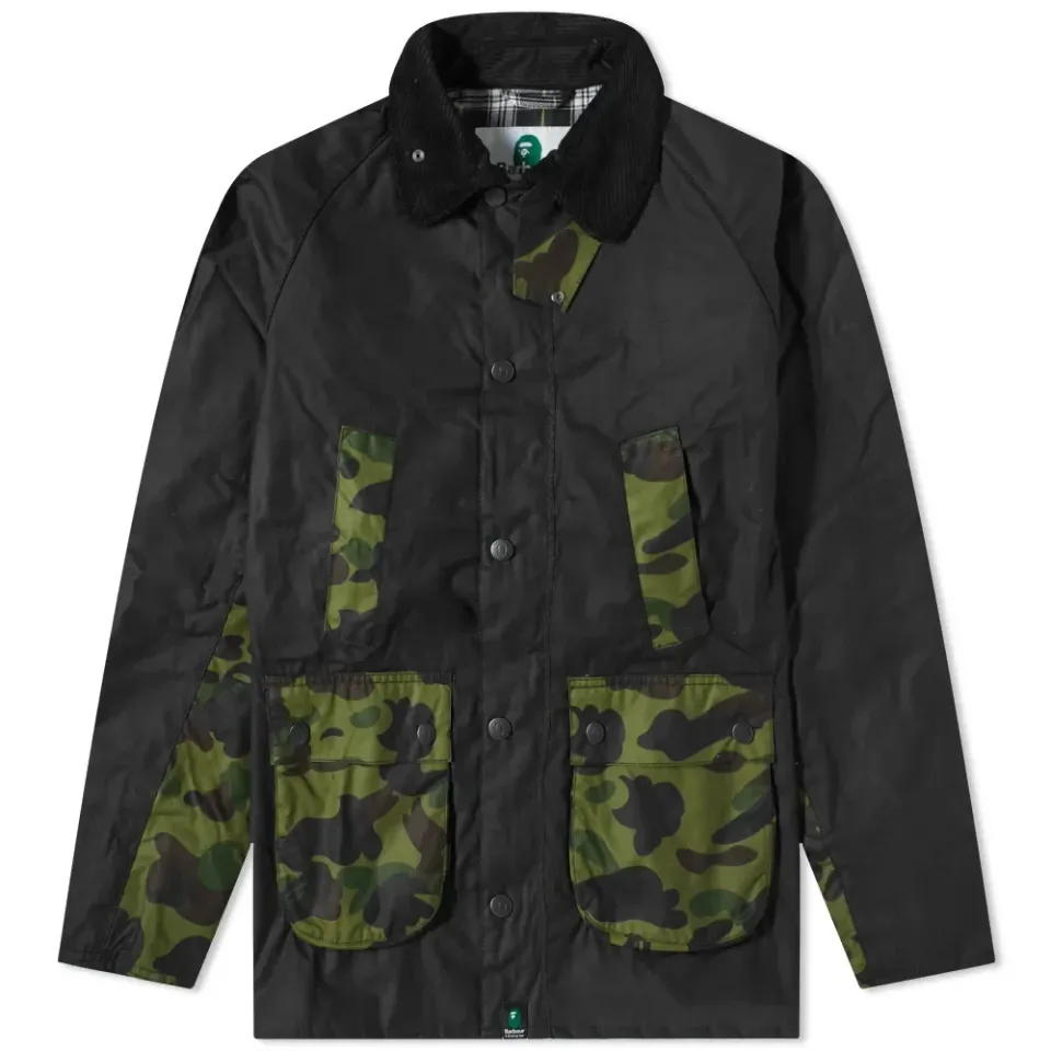 x A Bathing Ape Camo Bedale Wax Jacket