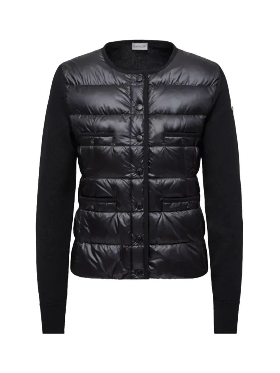 women Padded Wool Cardigan Black