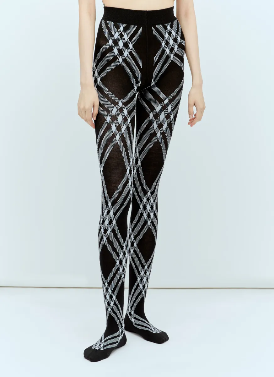 Check Wool Blend Tights