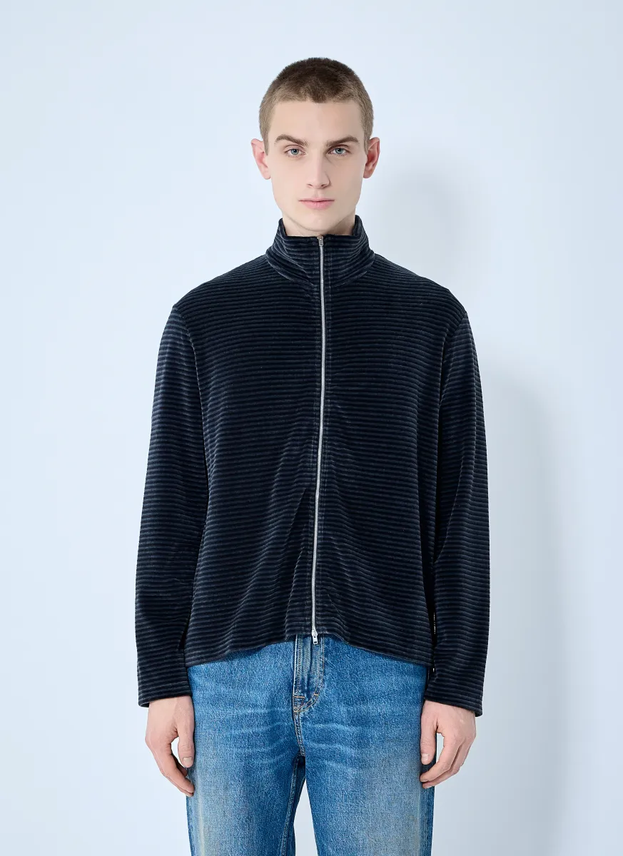 Phantom Stripe Velour Zip-Up Sweatshirt