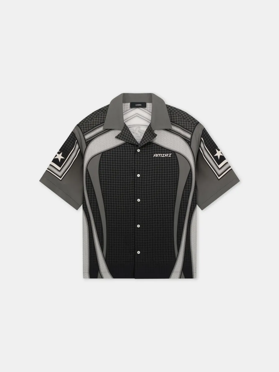 SPORT PANEL OVERSIZED CAMP SHIRT - Black