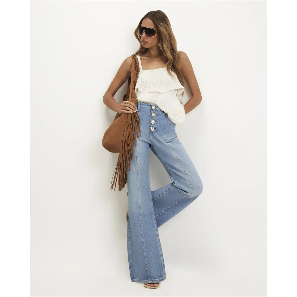 High Waisted Relaxed Fit Flared Jeans