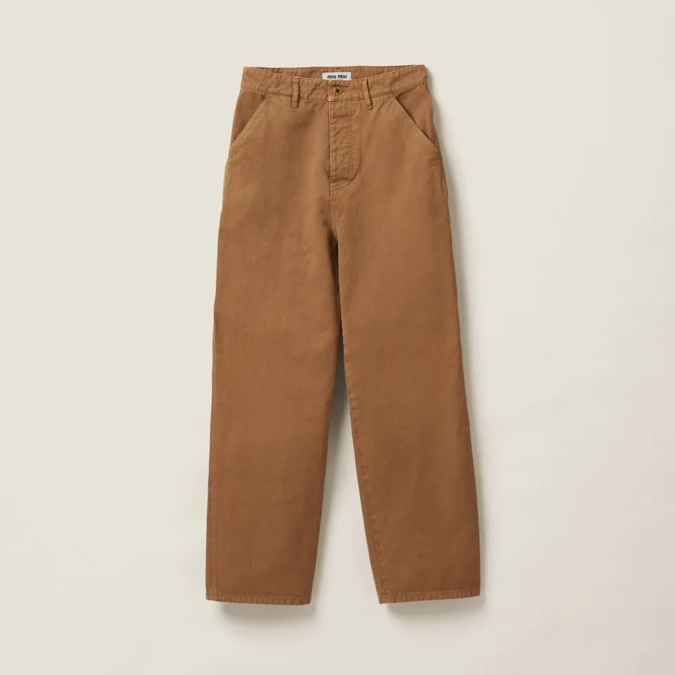 Garment-dyed gabardine pants