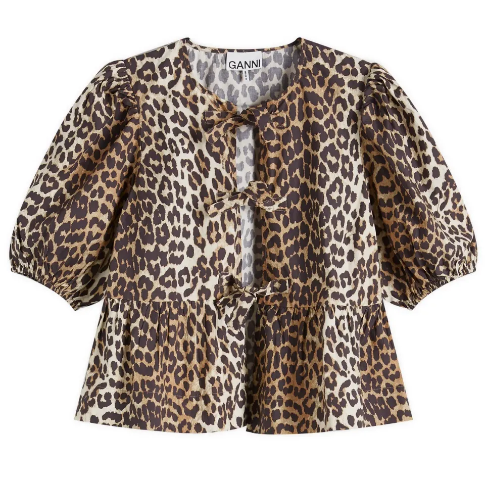 Printed Cotton Poplin Peplum Blouse
