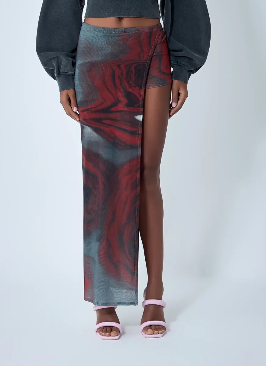 Blurry Roses Asymmetrical Mini-Skort