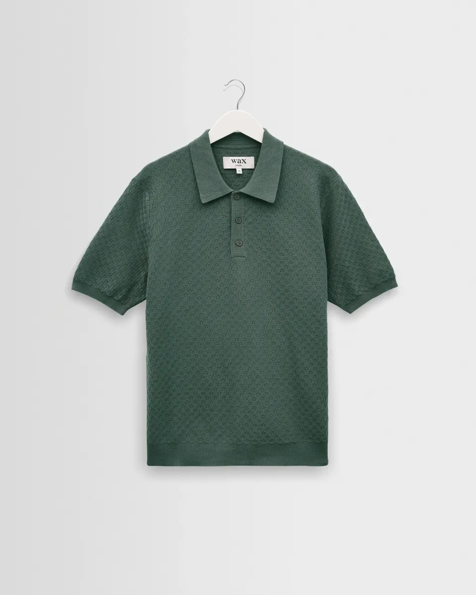 Naples - Sea Green Retro Diamond Knitted Polo