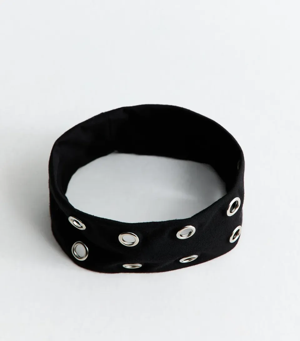 Black Eyelet Stretchy Headband
