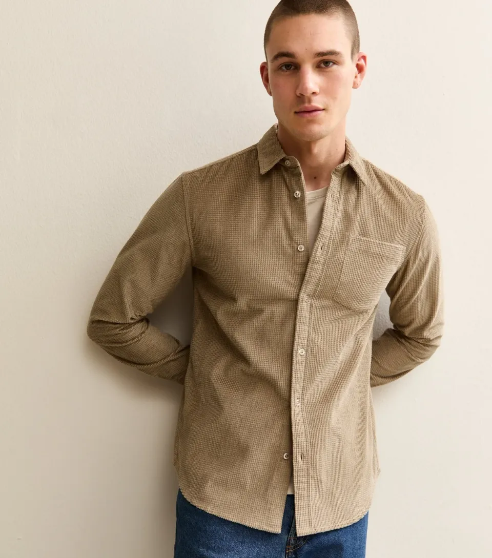 Men's Stone Waffle Relaxed Cord Shirt