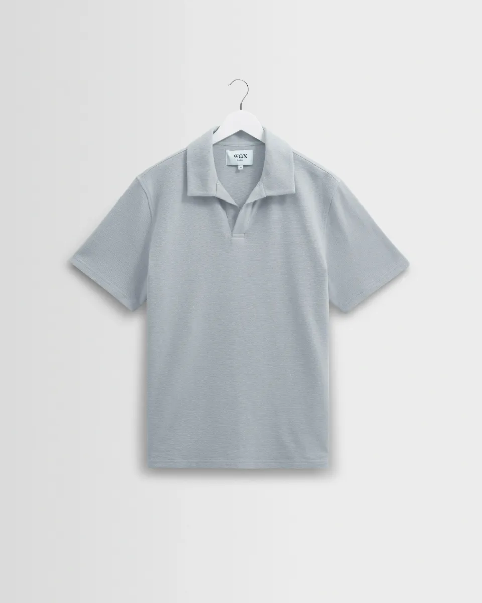 Atwood - Blue Textured Organic Cotton Polo Shirt