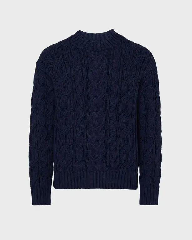 Men Cable-knit Cotton Sweater