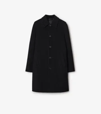 Mid-length Wool Car Coat in Black/snug brown