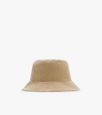 Reversible Gabardine Bucket Hat in Flax beige/sand beige