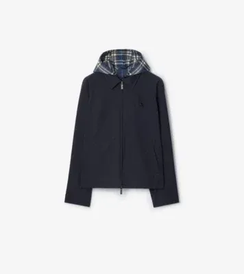 Reversible Check Cotton Jacket in Silhouette blue