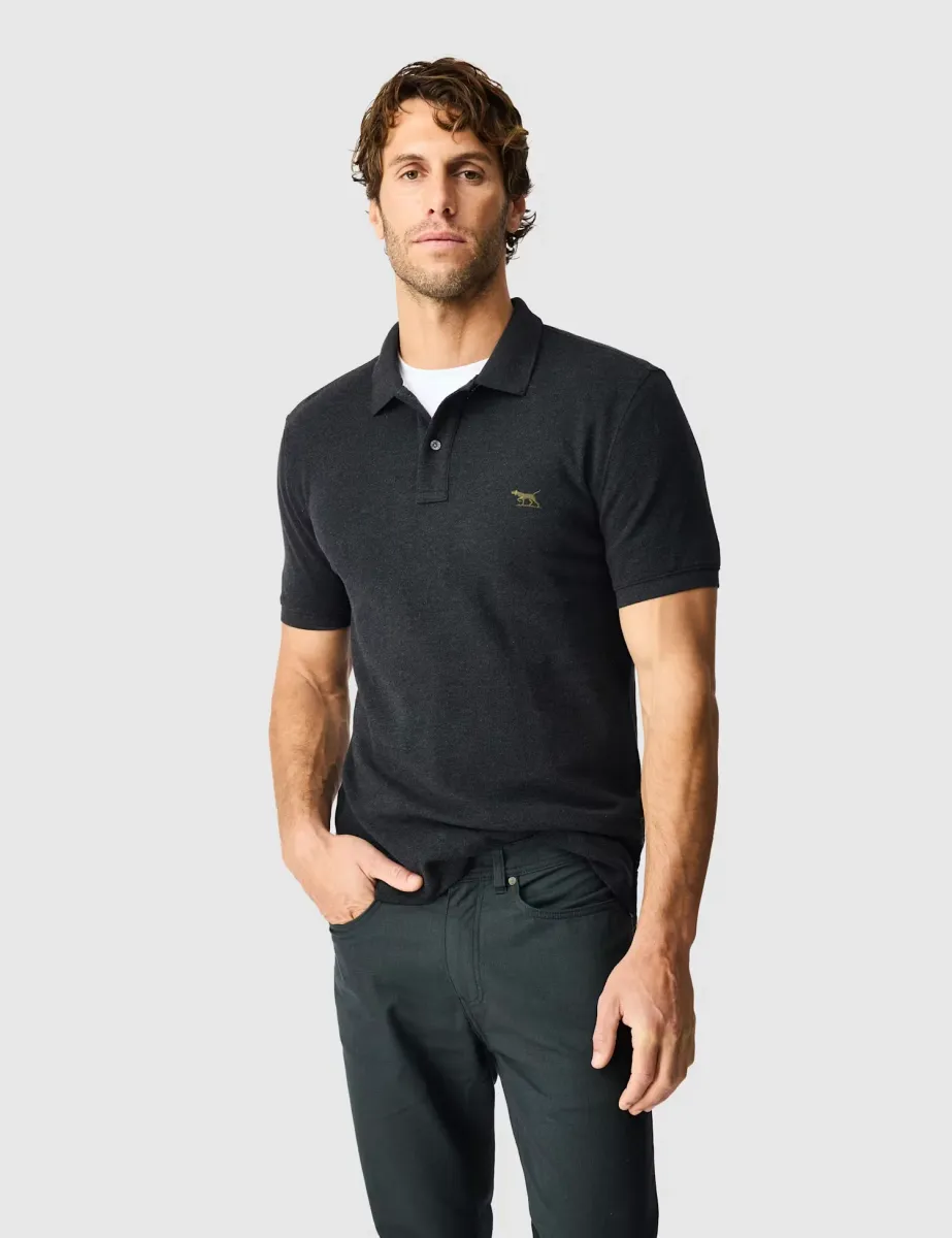 Gunn Slim Fit Pure Cotton Polo Shirt Charcoal