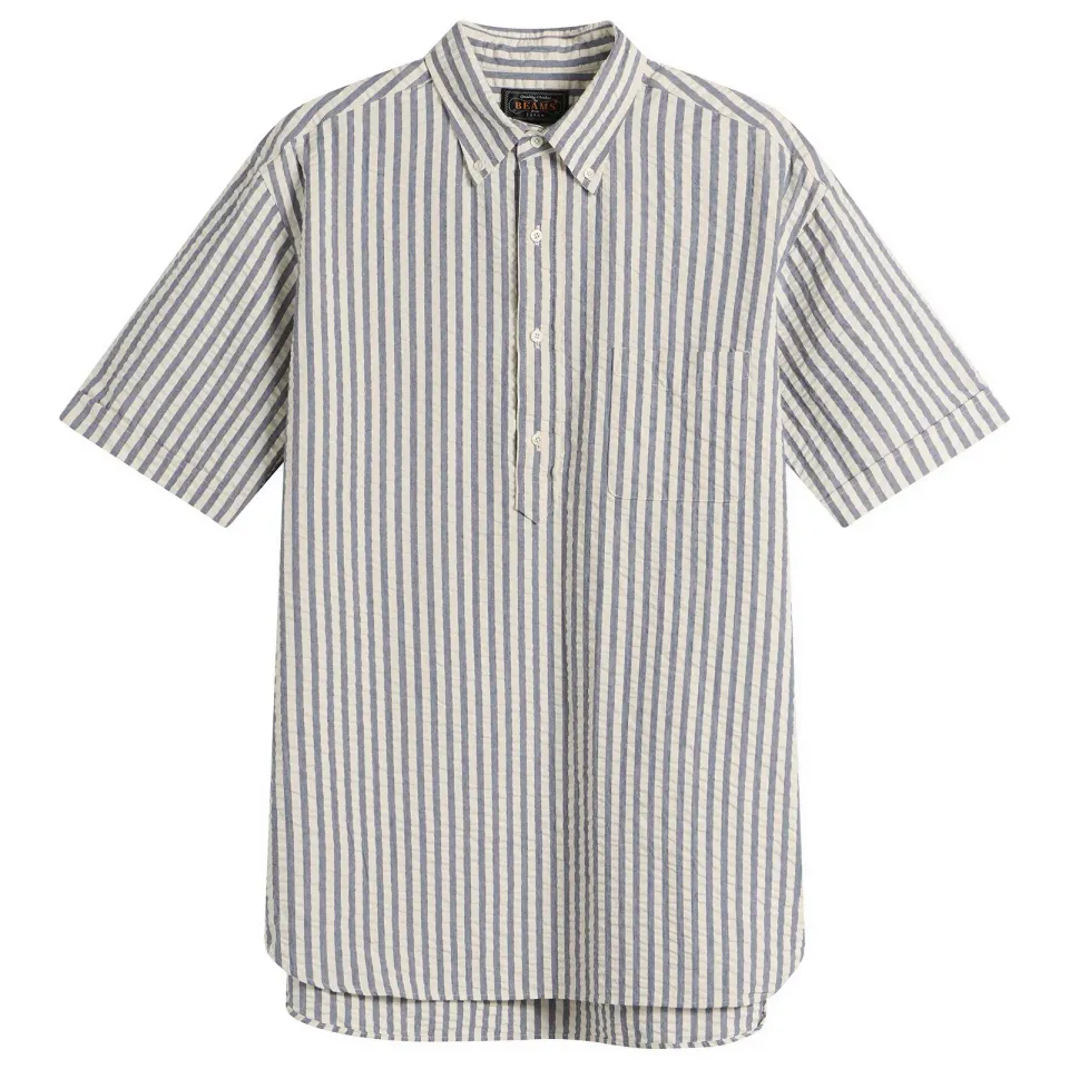Button Down Popover Short Sleeve Seersucker Shirt