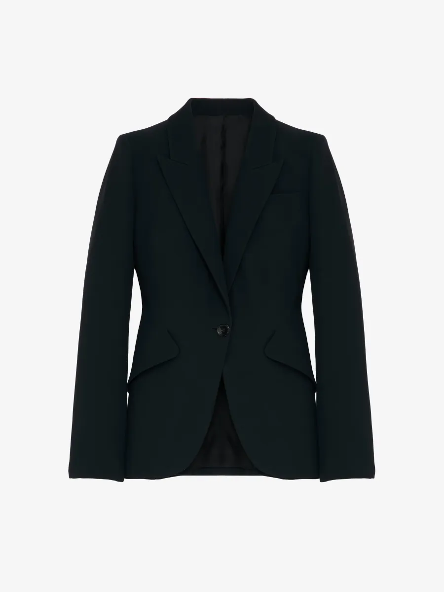 Peak Shoulder Leaf Crepe Jacket