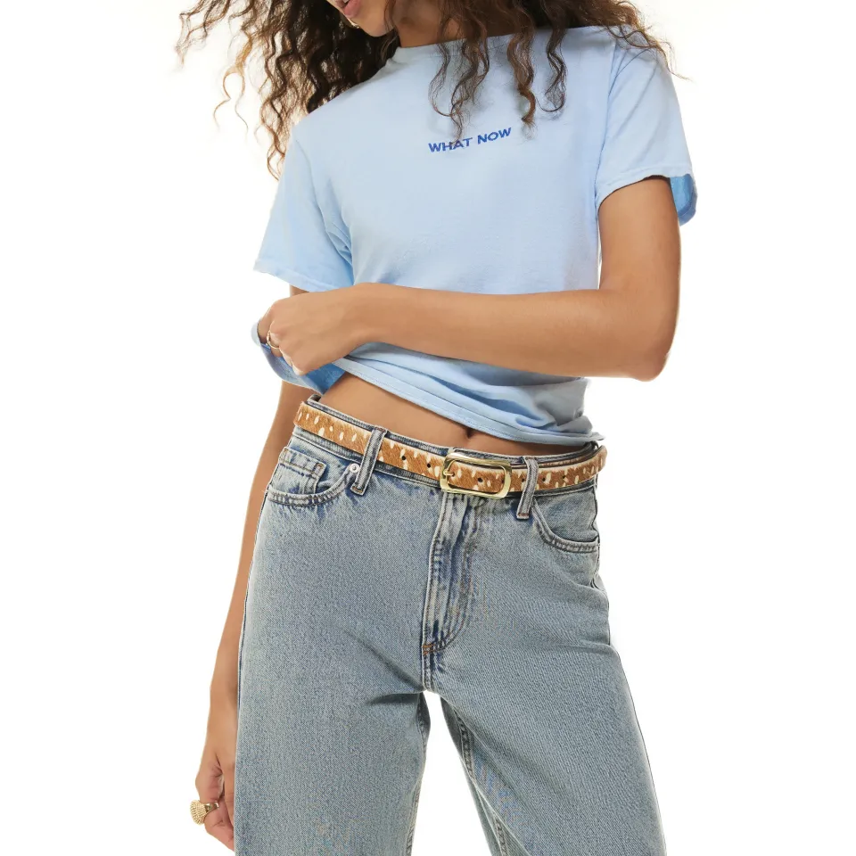 Animal Print Hair On Leather Belt