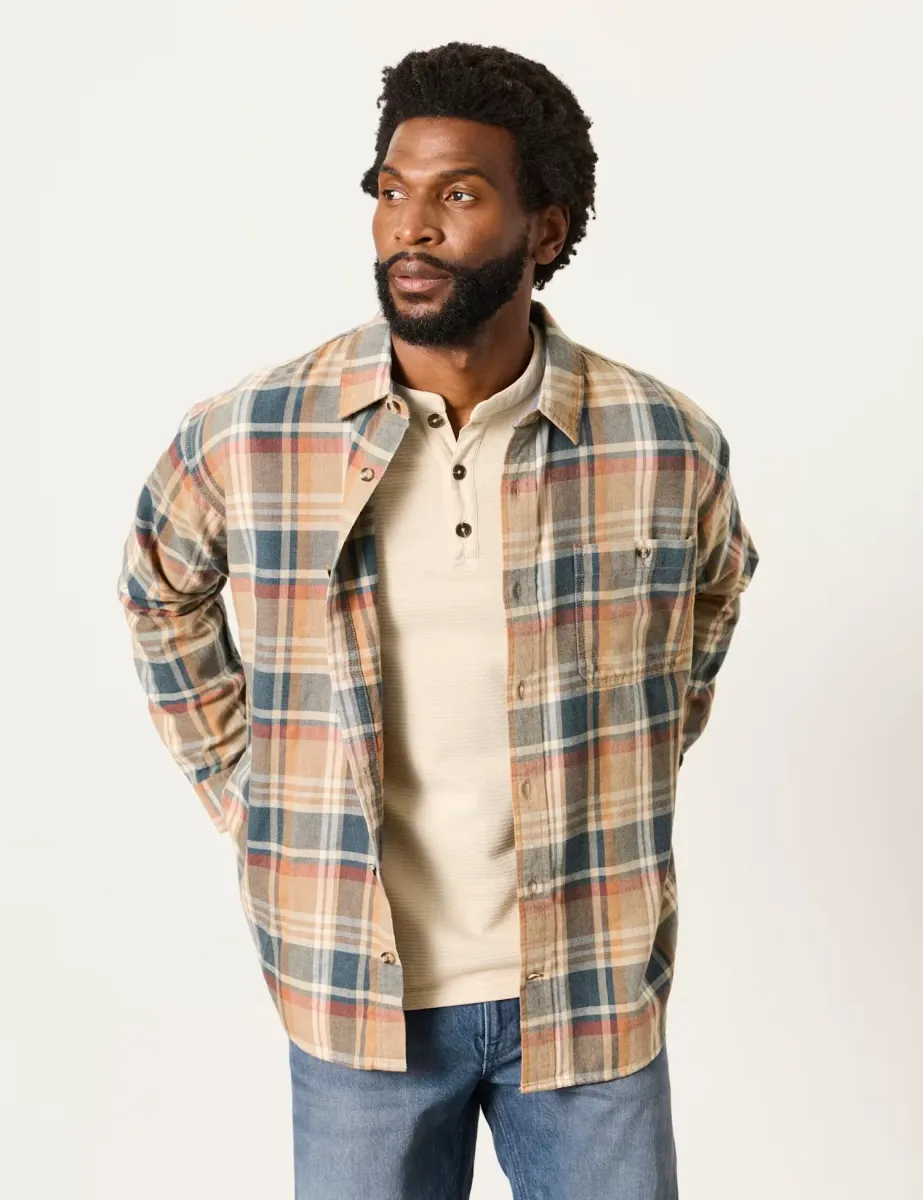 Pure Cotton Check Shirt Natural Mix