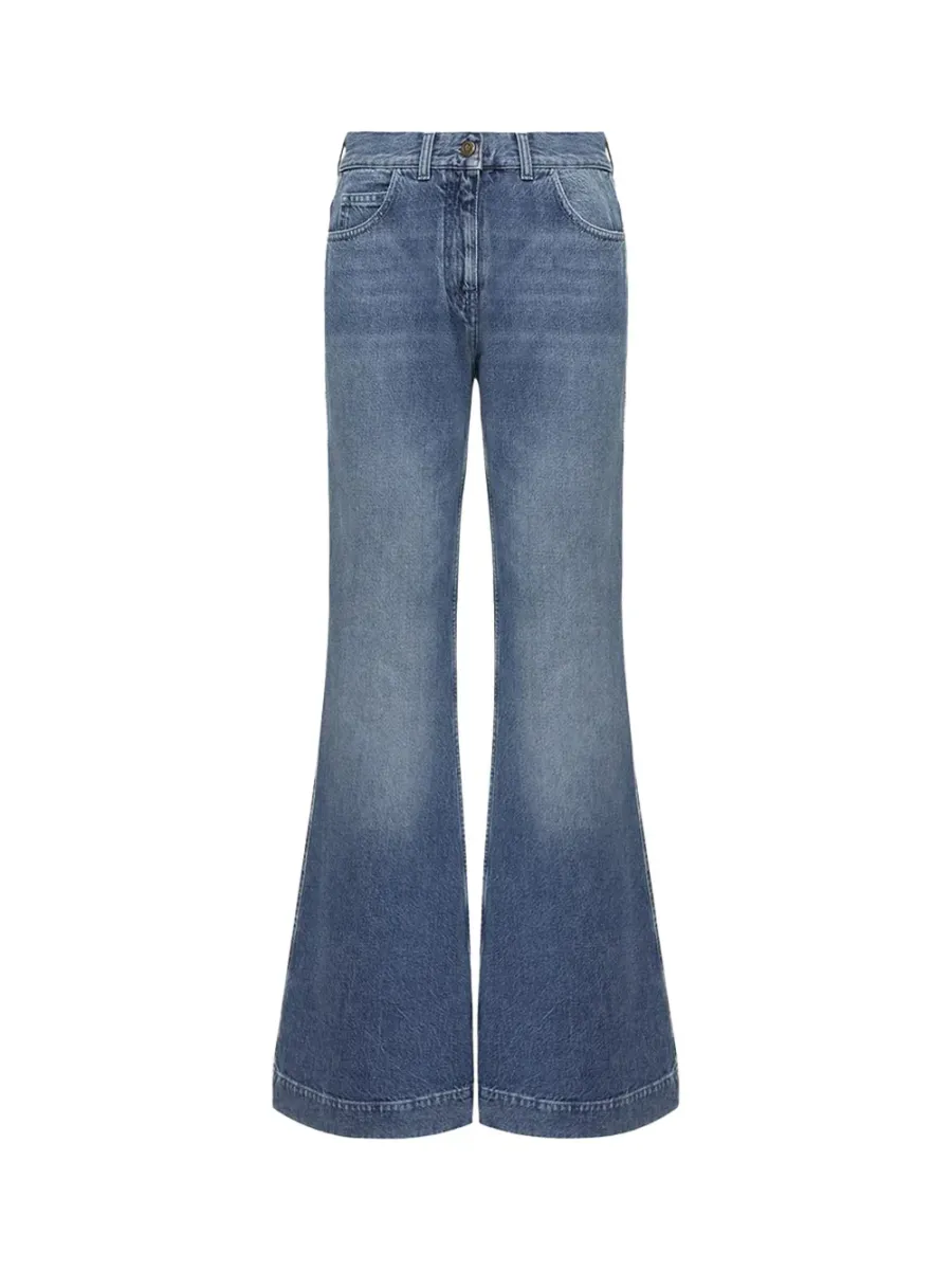 Women Wide Leg Jeans Blue