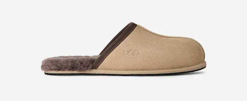 Scuff Slipper for Men, Suede/Polyester/Wool